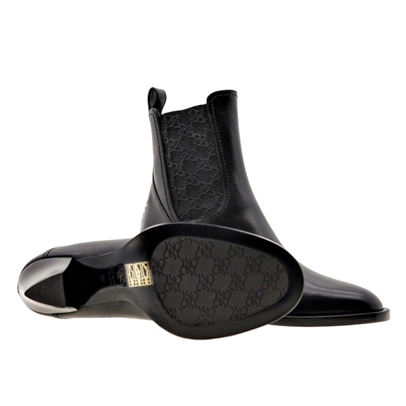Fendi Ankle Boots Karligraphy Black Leather Booties Size 37 New - Picture 6 of 6